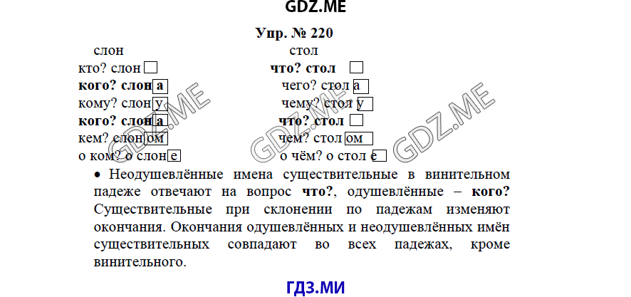 гдз решебник онлайн к учебнику часть 2 по русскому языку 3 класс номер задача 220 автор Бунеев, Бунеева