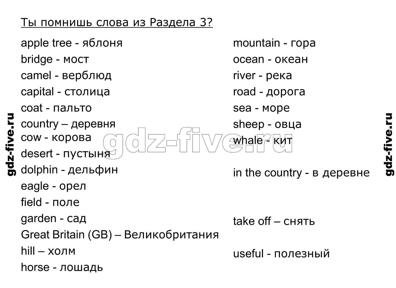 гдз решебник онлайн по английскому языку 4 класс enjoy english do you remember the words from unit 3 автор Биболетова, Денисенко