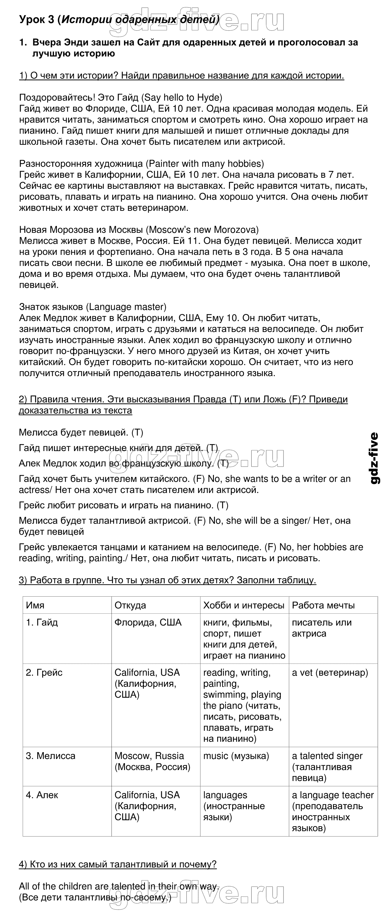 гдз решебник онлайн по английскому языку 4 класс unit 7 lesson 3 номер 1 автор Кузовлев